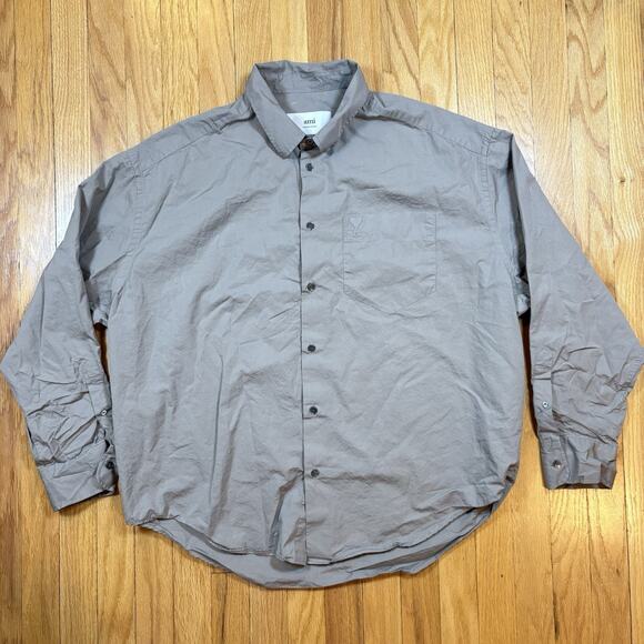 AMI Alexandre Mattiussi Men’s Size Large Button Up Tonal Ami De Coeur Boxy Shirt - Picture 1 of 16